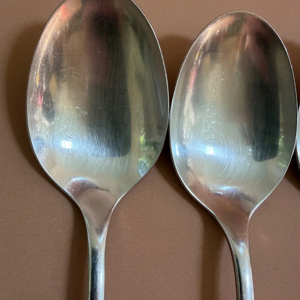 West Bend Twilight Rose Stainless Steel Spoons Set 6 Tablespoons 1 Soup Spoon